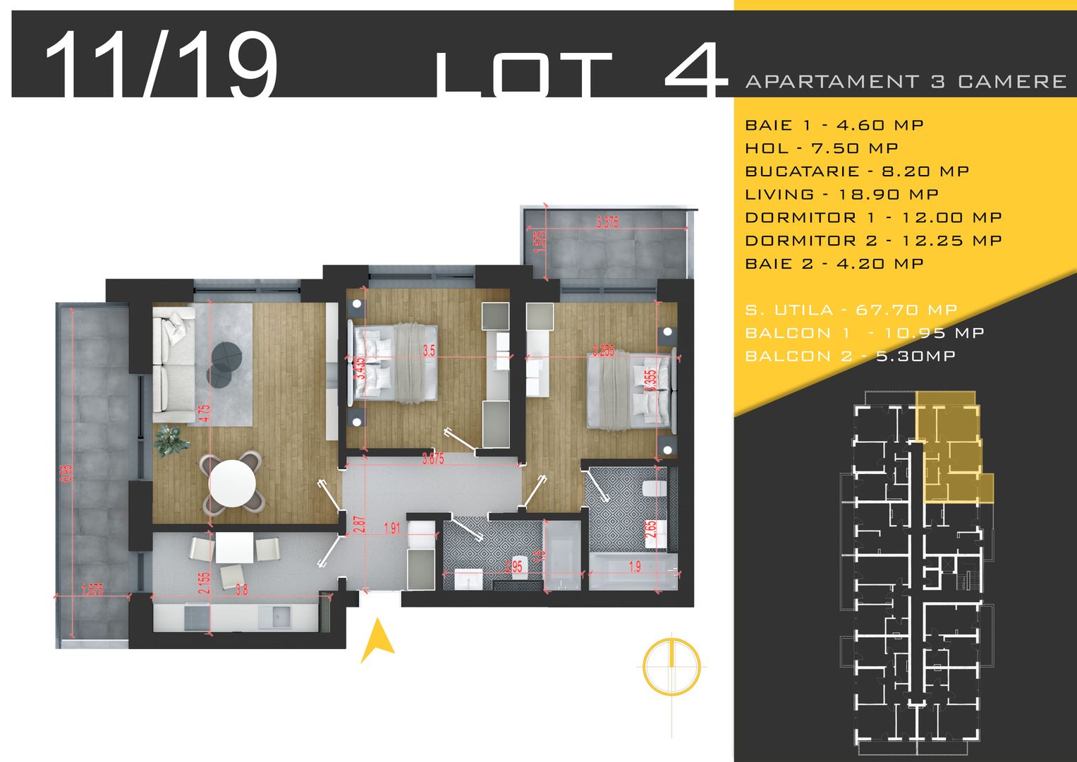 3 camere decomandat Titan Pallady  Metrou Nicolae Teclu - Schiță 2