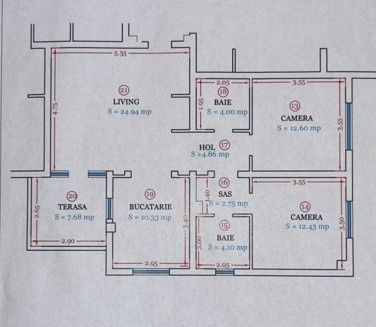 Apartament 3 cam, 76 mp + balcon, etaj 1,  Dumbravița, str. Rodiei,  Comision 0% - Schiță 20