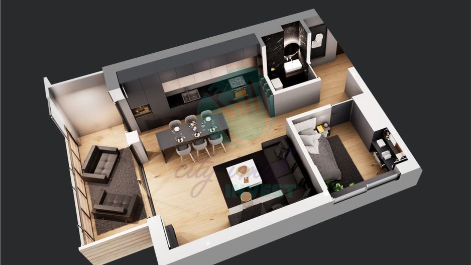 Apartament 2 camere cu gradina de 54 mp - Poză 1