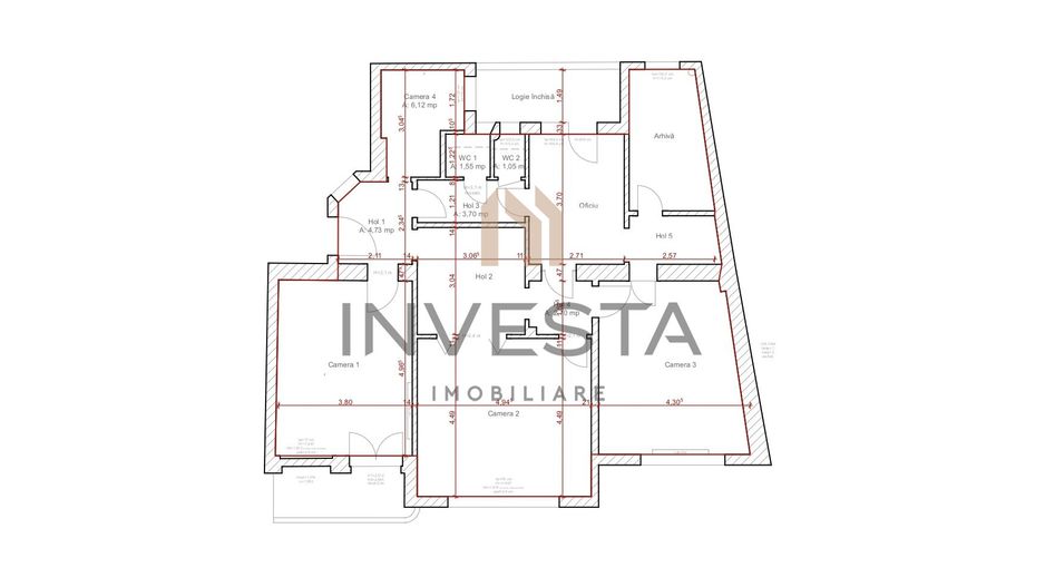 Apartament 4 camere 115 mp Ultracentral finisat modern pe Eroilor! - Schiță 3