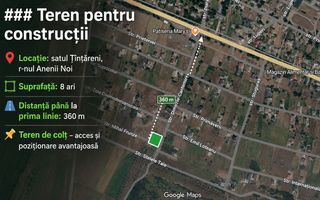 TEREN PENTRU CONSTRUCȚIE – 8 ARI | ȚÎNȚĂRENI, ANENII NOI - Poză 1