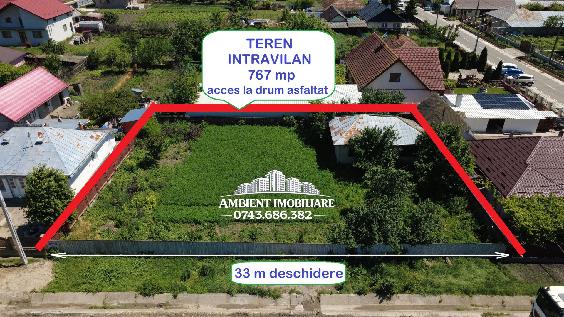 TEREN INTRAVILAN 767 mp, deschidere 33 m, SATU NOU, la 5 km de VASLUI; - Poză 2