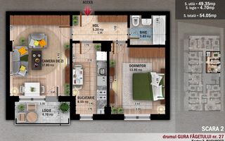Apartament 2cam,Super Oferta,Titan-Ozana,Metrou - Schiță 3