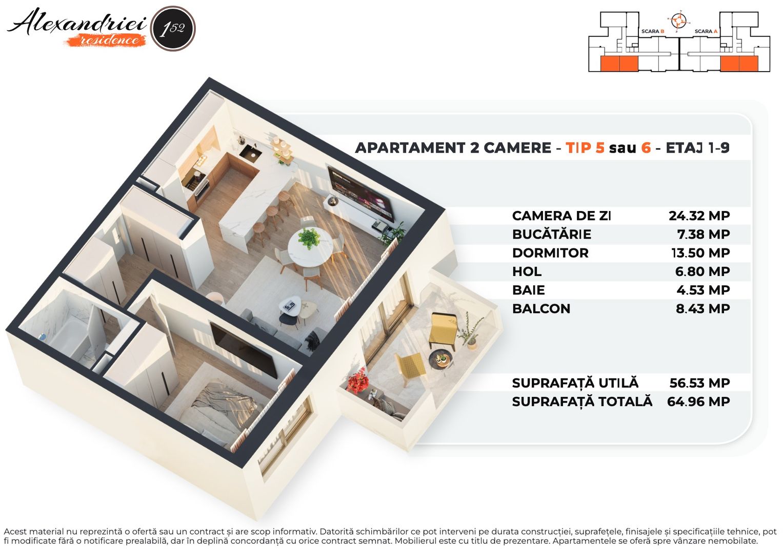 Alexandriei 152 | Bloc Nou Premium | 2 Camere Decom | 56 mp Utili - Schiță 20