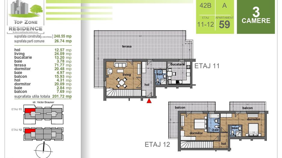 DUPLEX 3CAM. IN BLOC FINALIZAT / SCOALA BRAUNER,METROU N. TECLU! - Poză 2