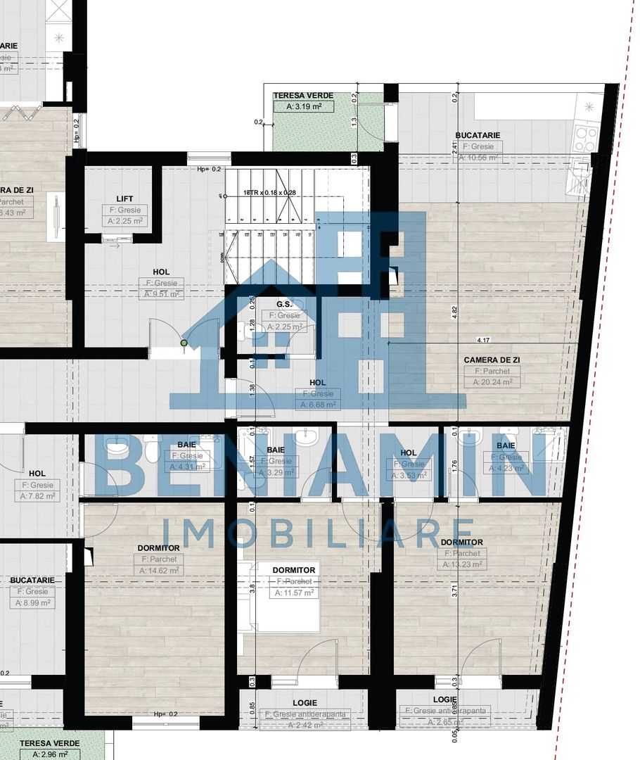 3 camere - 3 bai -Bloc Nou- Incalzire in pardoseala - Parcare - Poză 2