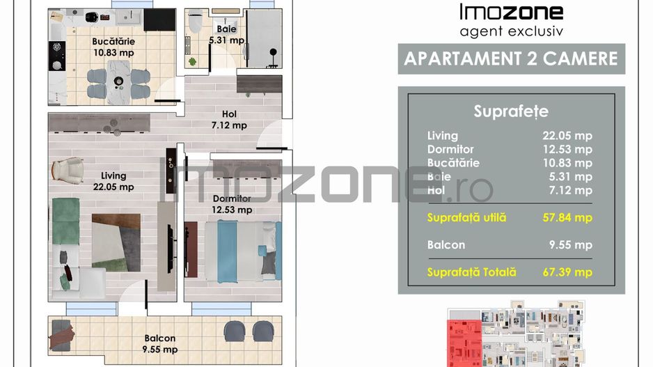 2 Camere | la 5 min de Metrou Pacii | 67 mp | Balcon | Bloc Nou | Comision 0% - Poză 7
