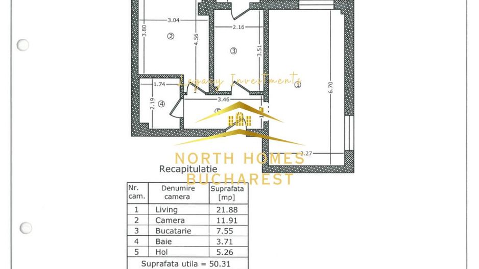 Apartament 2 CAM, 50mp utili + 4mp logie - Poză 7
