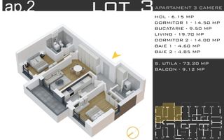 Apartament nou 3 camere 82 mp, parcare inclusă - Pallady - Poză 7