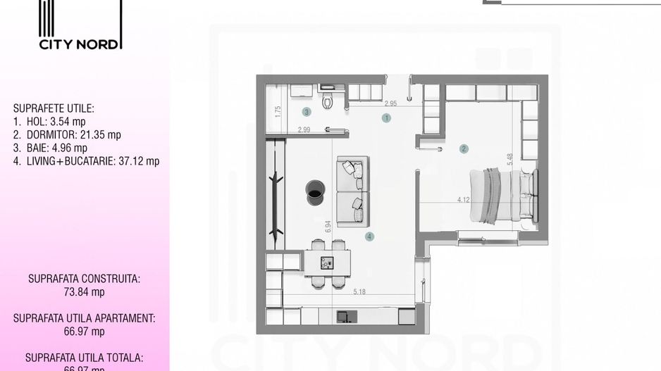 Apartament 2 camere -63mp - CITY NORD Stefan cel mare - Poză 1