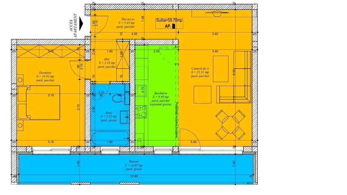 Apartament 2 camere 60mp + Terasă 15mp | Etaj 1, Clasa A, Mobilat - Poză 8