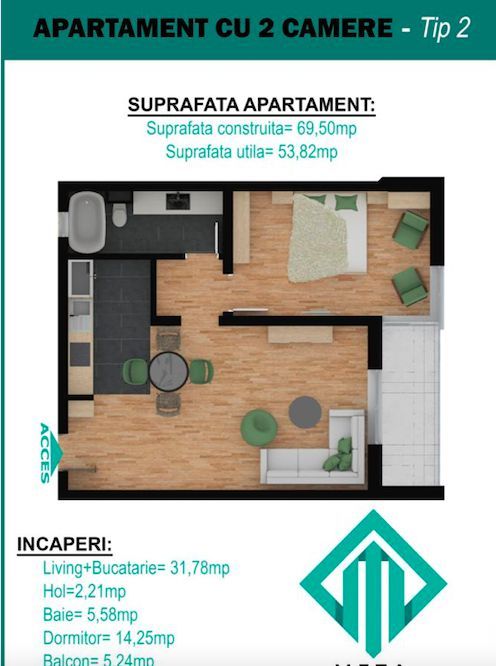 Apartament cu doua camere in bloc nou zona Torontalului - Poză 2