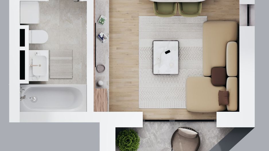 Comision 0% Apartament 1 cameră | 30,8 mp utili | Balcon 4,72 mp | Clădire NZEB - Poză 2