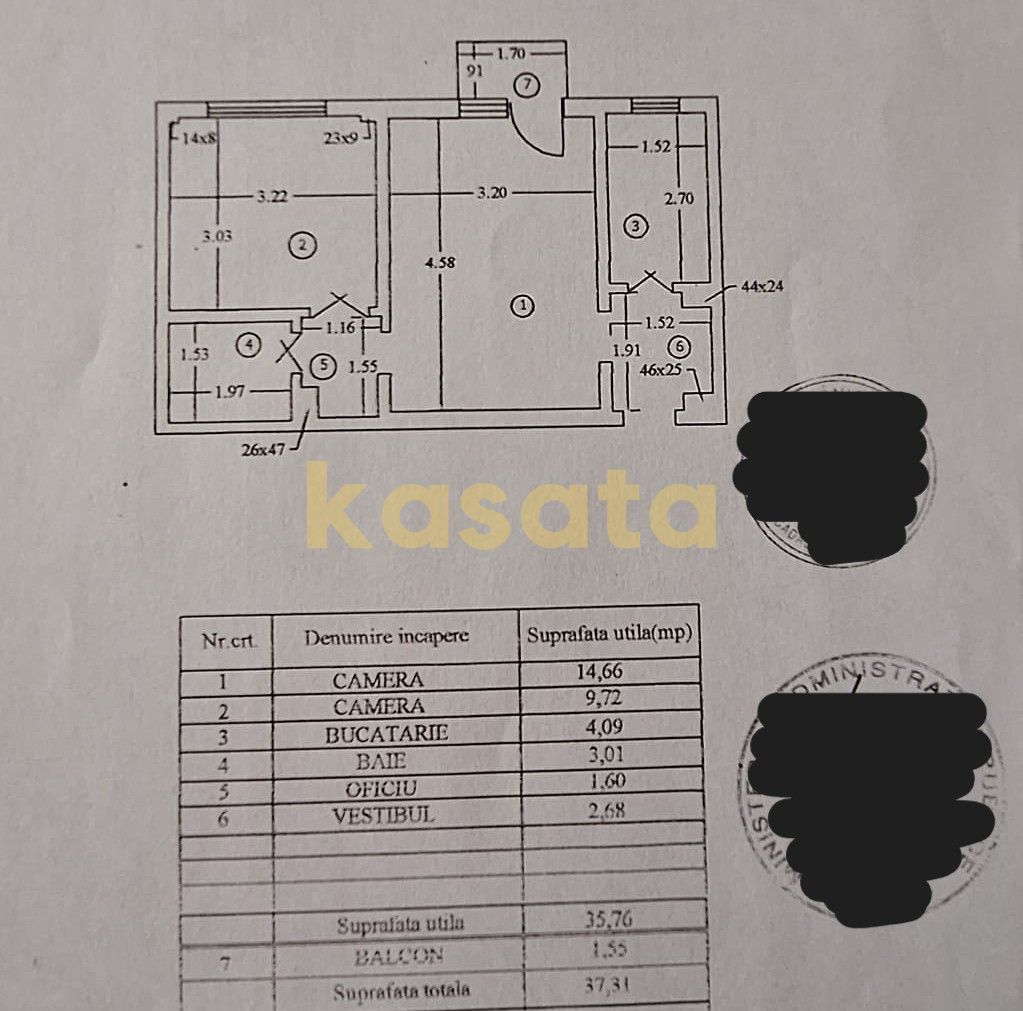 2 Camere | Zona Veteranilor | Etaj Intermediar | Centrala Proprie - Schiță 14