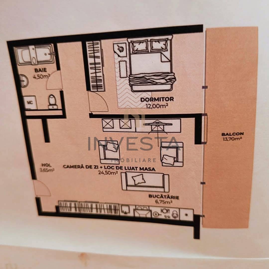 Apartament cu 2 camere, localizat in Dambul Rotund! - Schiță 4