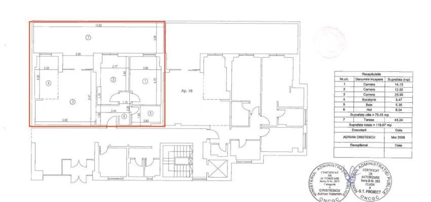 3 camere| DECOMANDAT| LOC DE PARCARE INCLUS  +TERASA 43 MP| VICTORIEI - Schiță 13