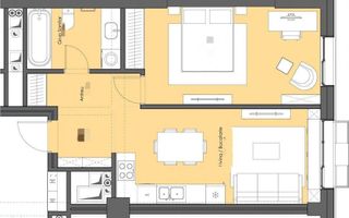 Vânzare, apartament, 1 cameră, bd. Renaşterii Naţionale, Râșcani - Schiță 2