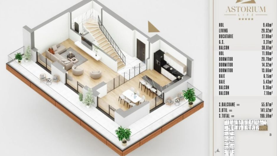 PENTHOUSE PESTE 141MP. UTILI IN PROIECTUL ASTORIUM LIFE! - Poză 10