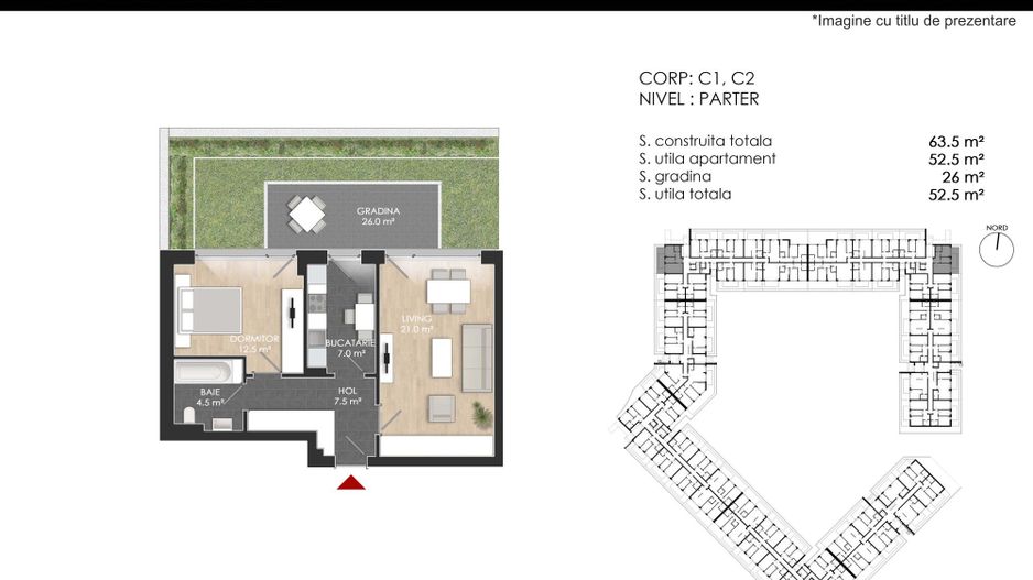 Apartament 2 camere cu Grădină Proprie - Atria Urban Resort - Poză 2