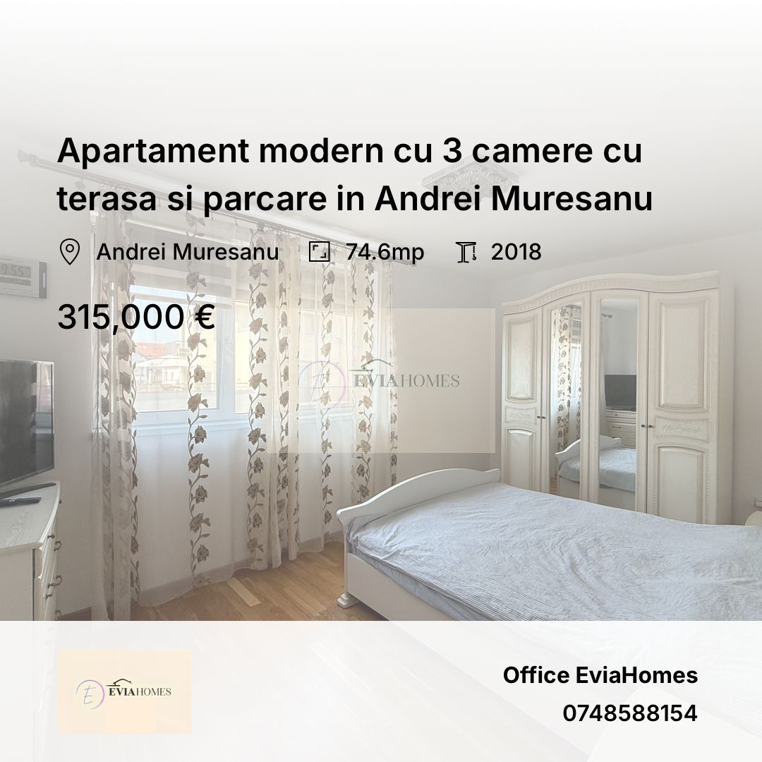 Apartament modern cu 3 camere cu terasa si parcare in Andrei Muresanu - Poză 1