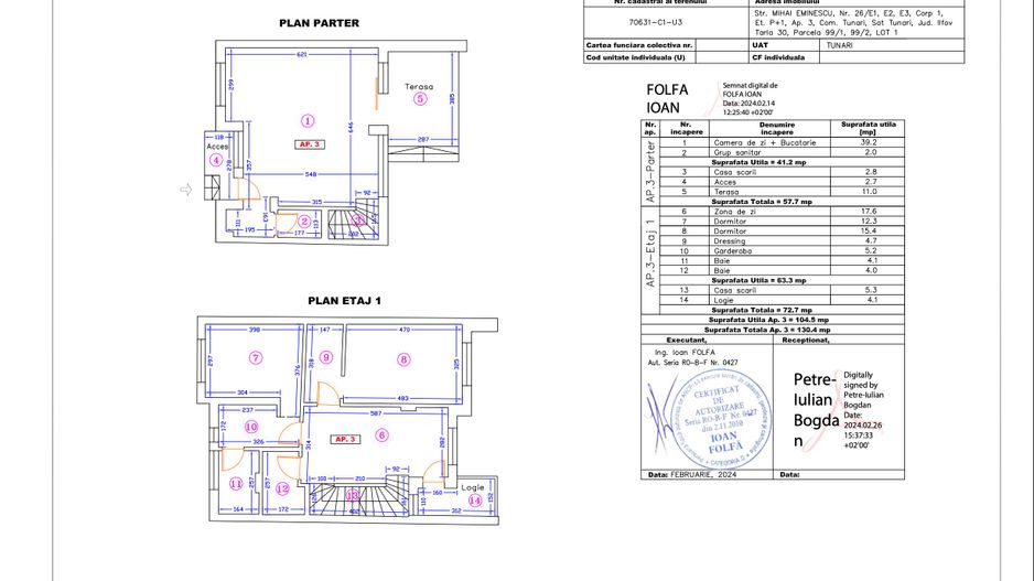 Apartament 3 – 4 camere – 130.4 mp – Terasă – Parter + Etaj 1 - Poză 1