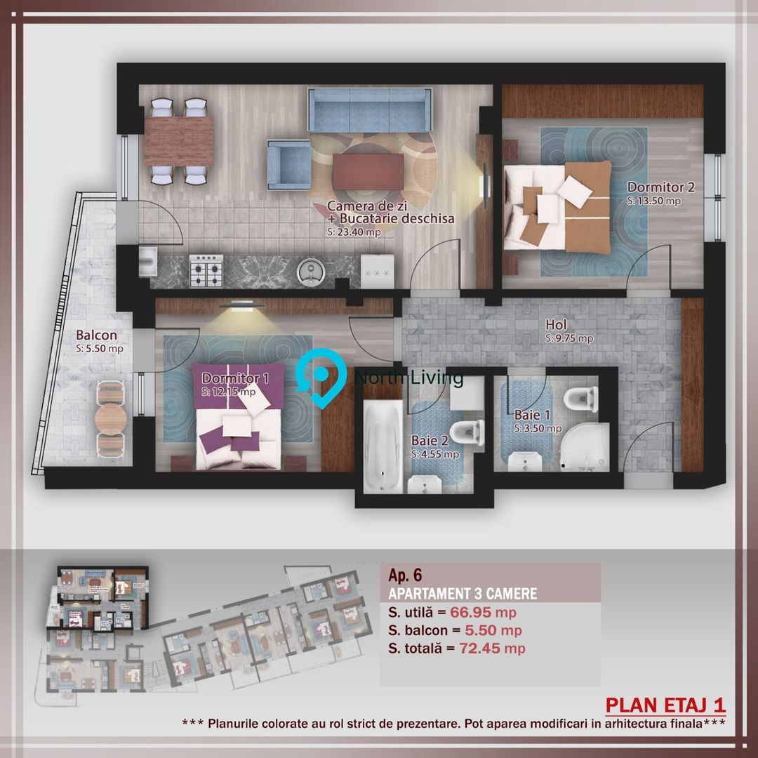 Apartament 3 camere | Proiect boutique | Stefan cel Mare - Poză 3