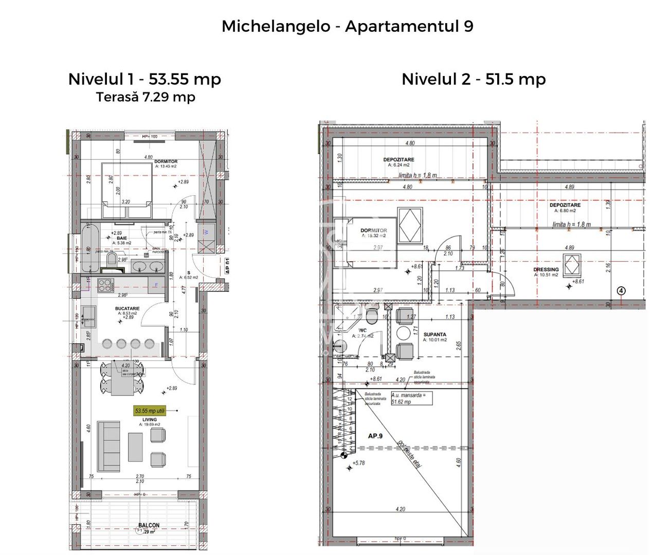 Penthouse 4 camere, 2 bai, finisat la alb  (NCL-5A-Mi-ap.9) - Poză 9