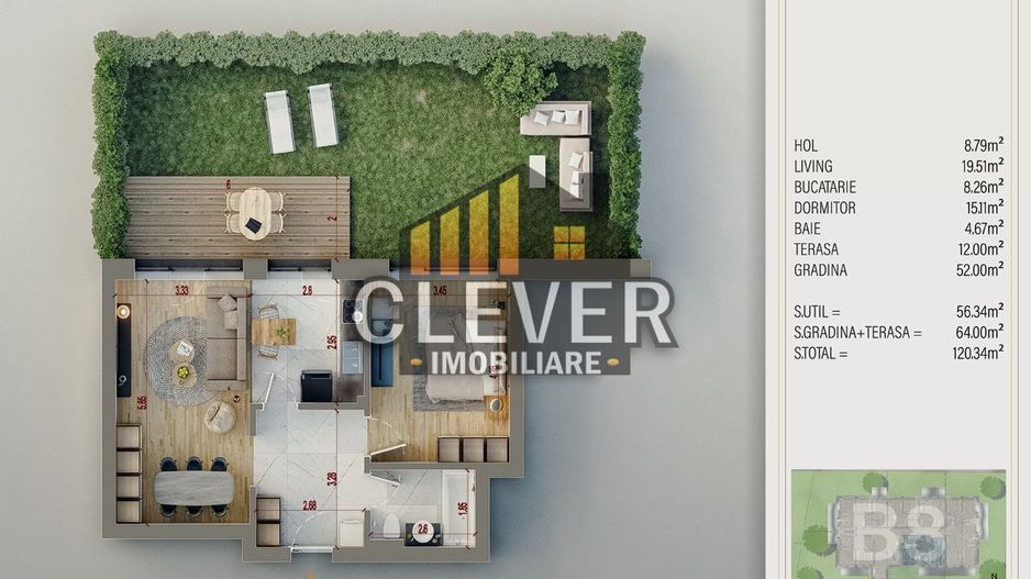 Apartament Premium 2 camere cu Gradina 64mp Titan-Pallady - Poză 1