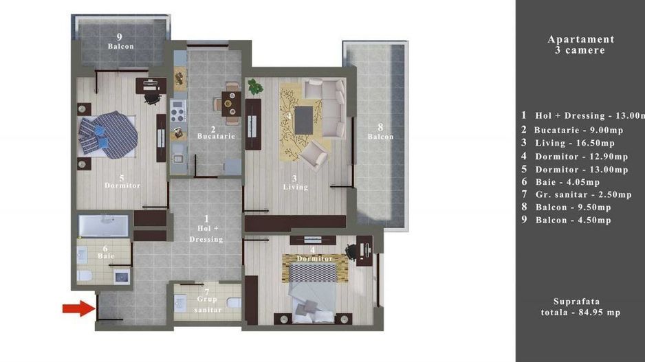 Apartament 3 camere, complet mobilat și utilat, Bragadiru! - Poză 5