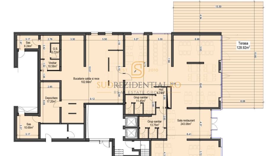 Restaurant premium, 423 mp + terasa 129 mp, parcare - Metalurgiei - Schiță 9