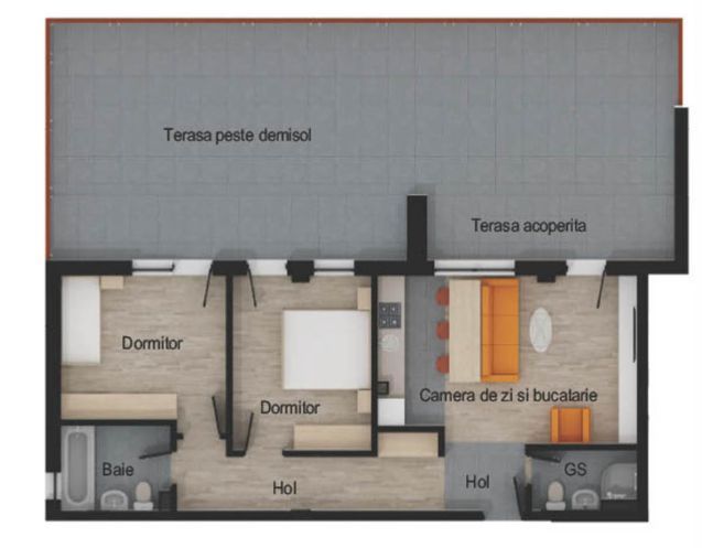 Apartament 3 camere, 2 bai, 64 mp utili, terasa 74 mp, garaj, boxa - Poză 1