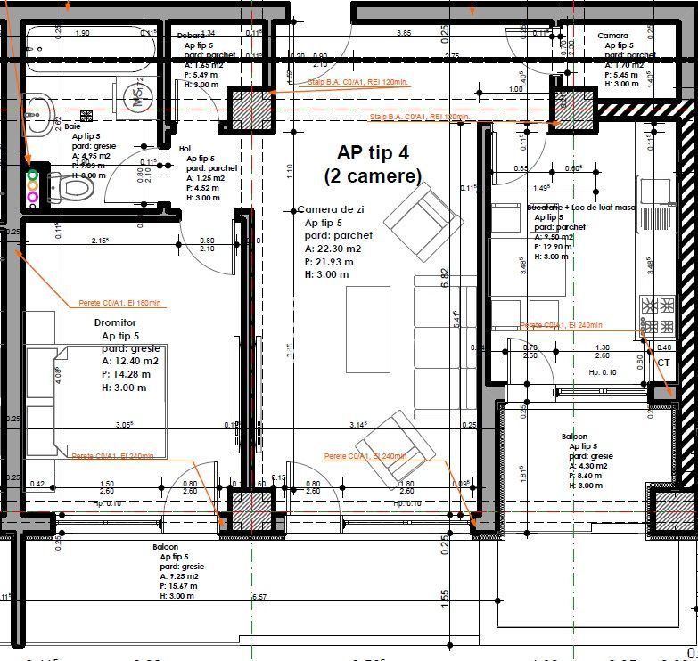 Apartament 2 camere- 51 mp- la cheie- zona Veterani Sibiu - Schiță 12