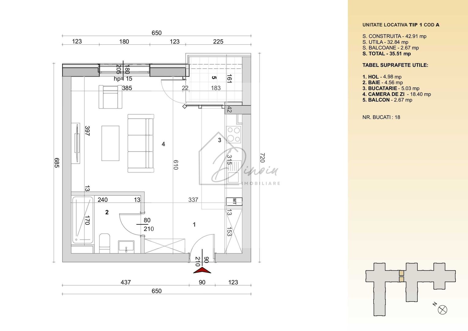 Garsoniera 36 mp Obor High Garden East I Veranda Mall I Com 0% - Poză 7