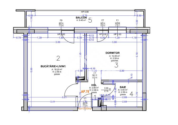 Studio mobilat, balcon si parcare subterana - Ogorului - Comision 0% - Schiță 7