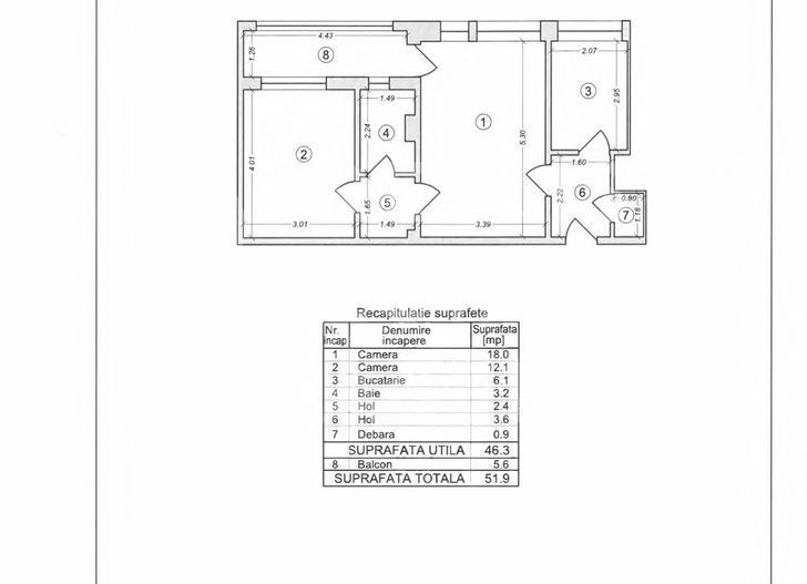 Apartament 2 camere | Militari – Lujerului | Metrou 3 min - Schiță 10