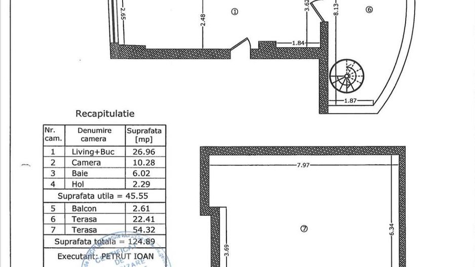 Apartament 2 camere Unirii | Terasa 76 mp - Schiță 8