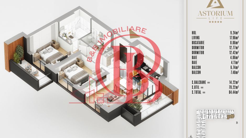 3 camere Finalizat  Proiect Premium Titan Pallady - Schiță 6