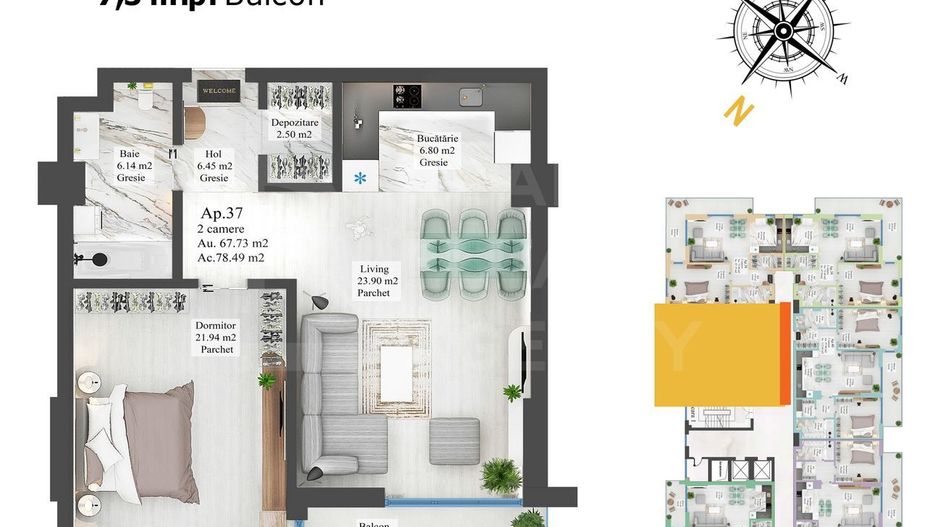 Vânzare, apartament, 2 camere, Carpathia, Brașov - Poză 9