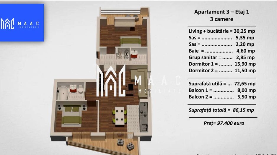 COMISION 0% | Apartament intabulat 3 Camere I Decomandat I Turnisor - Poză 6