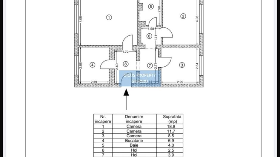 Apartament 3 camere, parter – Tineretului - Schiță 8