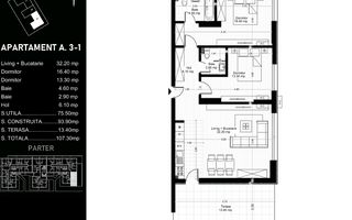 Apartament 3 camere de vanzare Pipera - Schiță 8