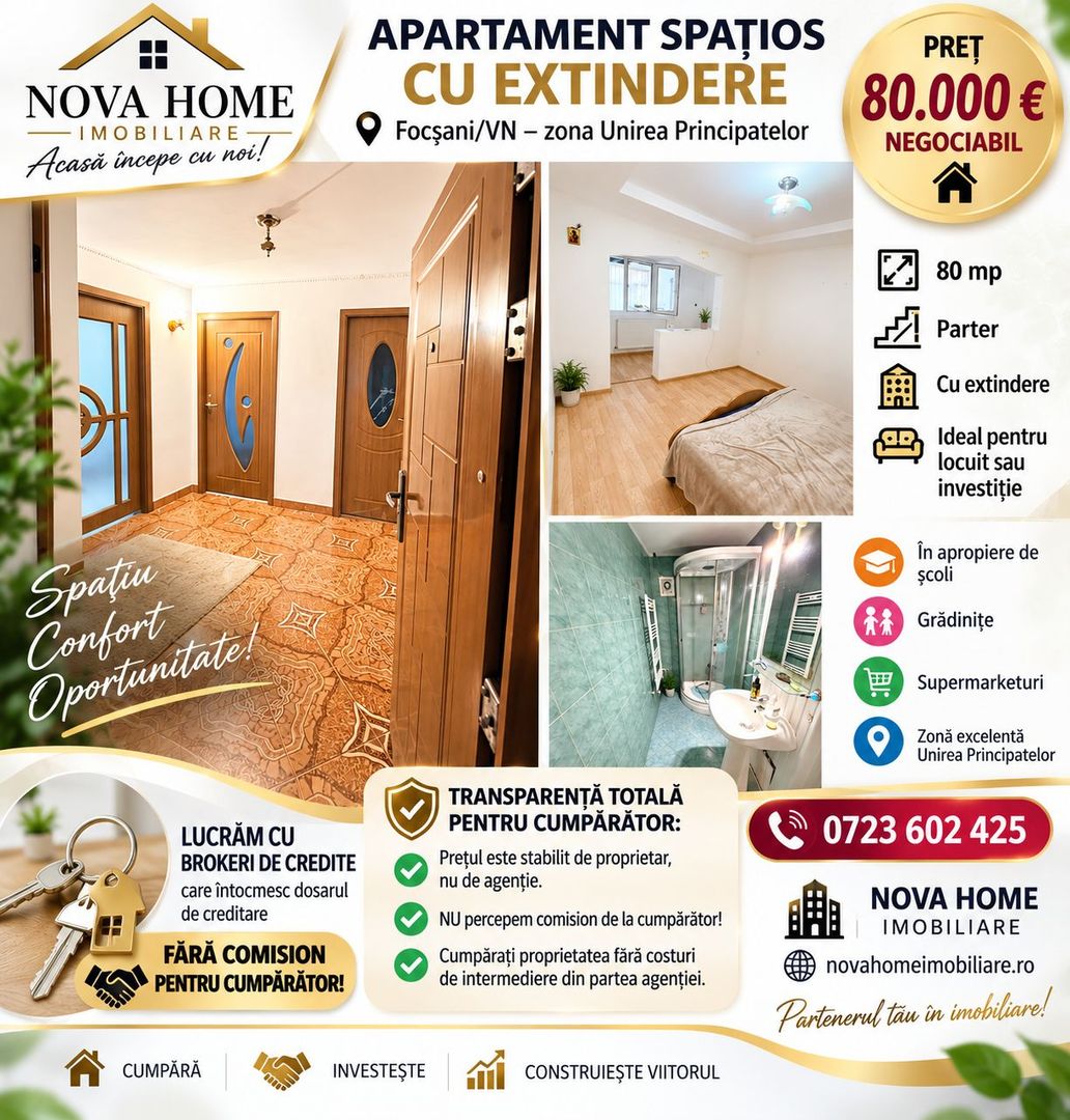 🏡 APARTAMENT SPAȚIOS CU EXTINDERE – FOCȘANI, UNIREA PRINCIPATELOR - Poză 5