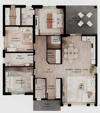Plan casa fără garaj