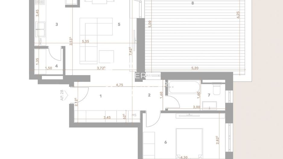 Penthouse 2 camere/terasa 32 mp/ la cheie/zona Turnisor /Sibiu - Schiță 12