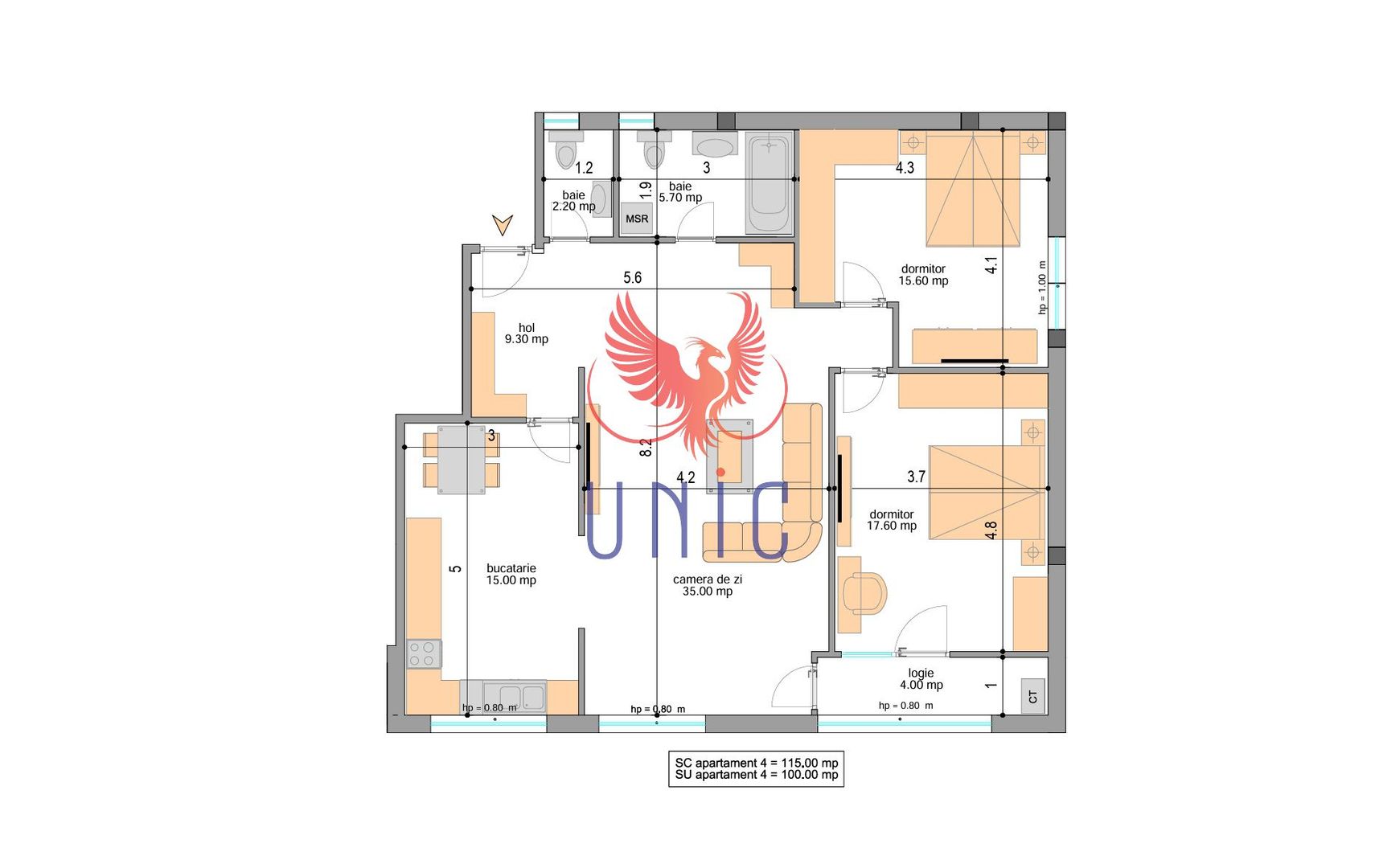 Apartament 3 camere exclusivist in bloc stil Boutique Ultracentral - Schiță 6