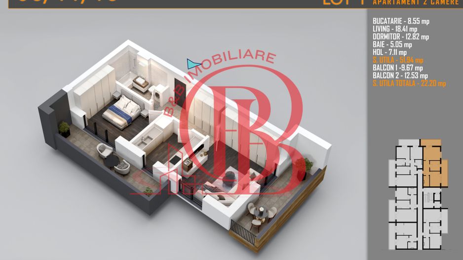 Apartament decomandat 2 camere -Titan Pallady Metrou Teclu - Schiță 2