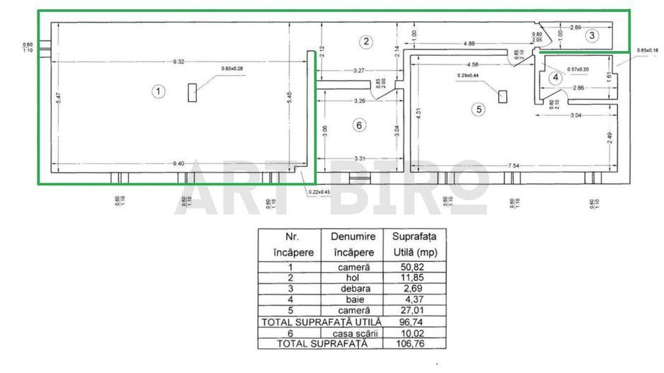 Zero comision, 60mp birou in imobil cochet, Piata Victoriei, 3' metrou - Schiță 12