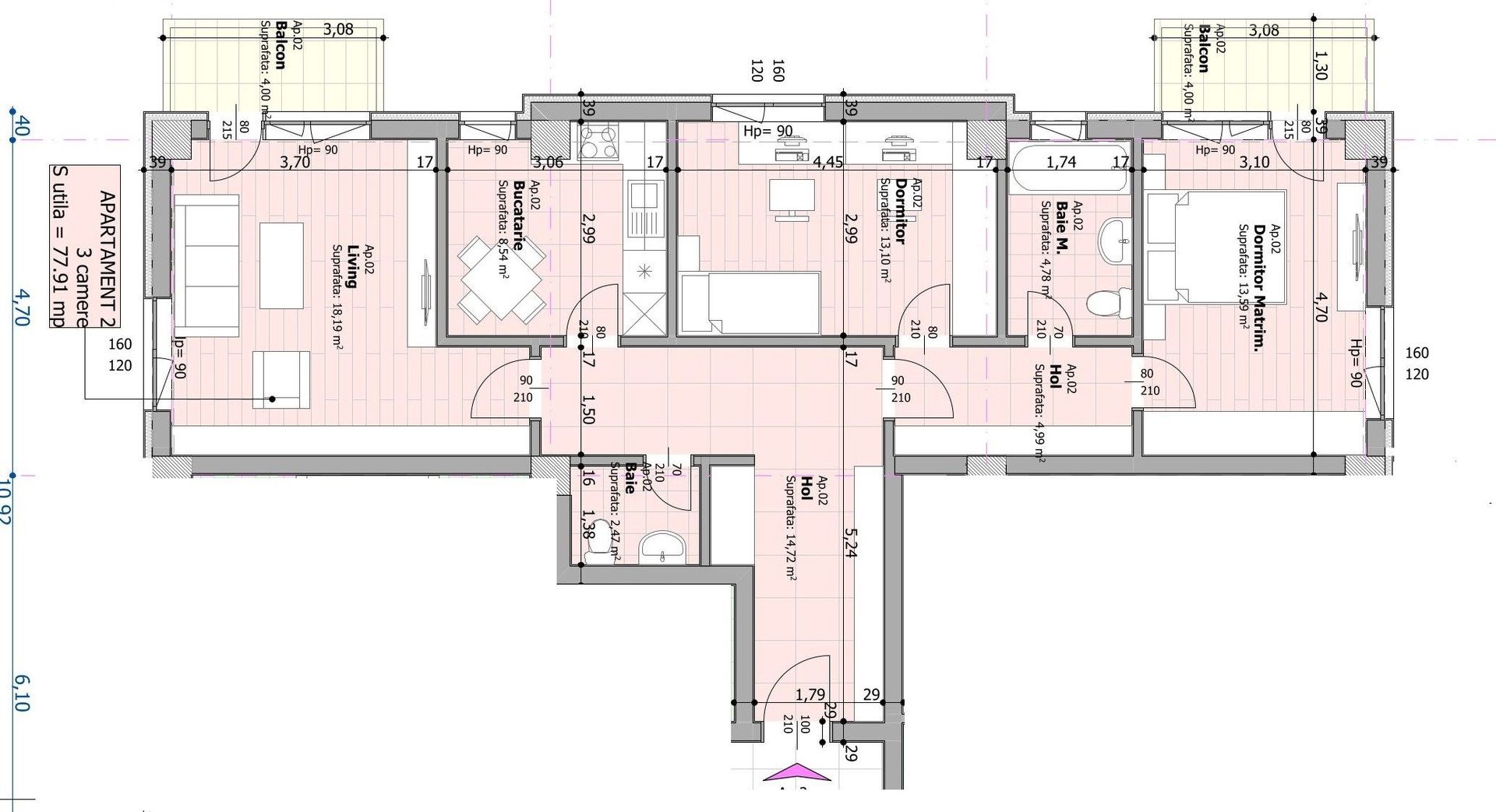 NOU APARTAMENT 3 CAMERE 2 BAI NICOLINA PLATOU GALATA - Poză 2