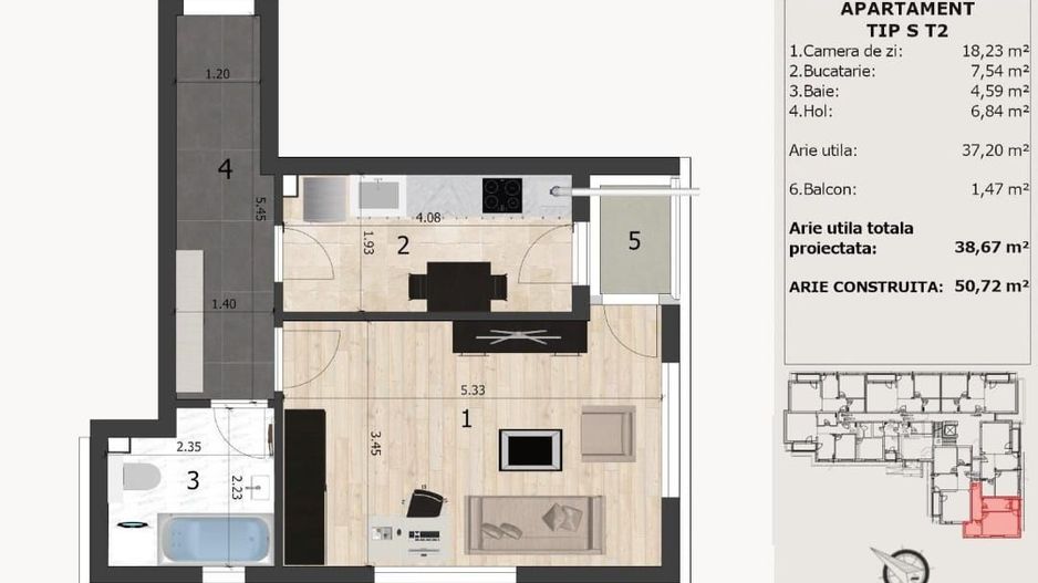 Garsoniera de vanzare bloc nou in constructie - Poză 5