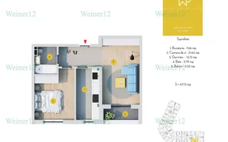 Apartament 2 Camere Direct Dezvoltator Weiner2 VestGroup Stradal - Schiță 11